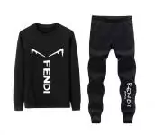 fendi tracksuit set ensemble de survetement regular fit round neck black